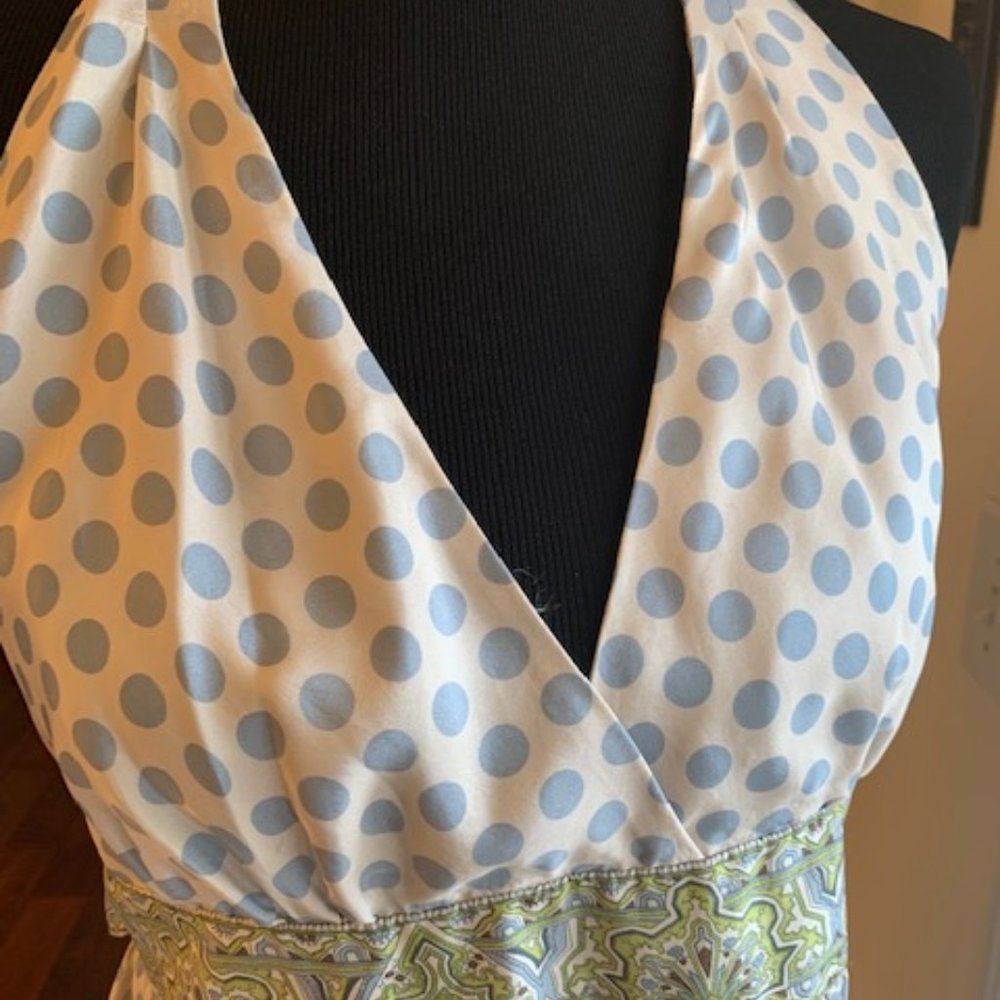 🎈BCBGMaxazria Silk Halter Polka Dot Paisley Maxi M